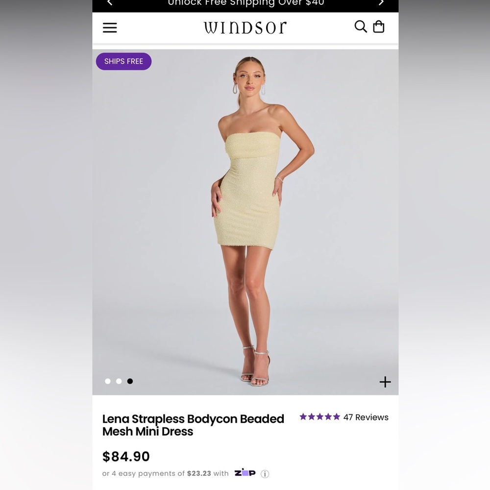 Windsor Strapless Beaded Mini Dress - Cream